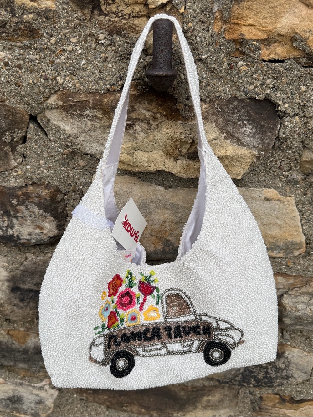 NWT Beaded Flower Truck shoulder bag purse VIRAL